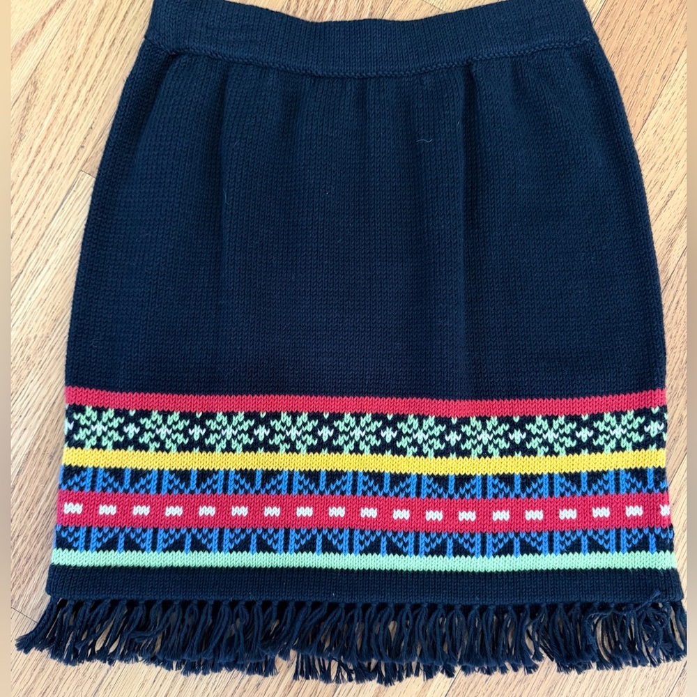 Hanna Andersson BLACK Skirt Colorful Fair Isle Nordic Pattern cotton sz 120 6/8